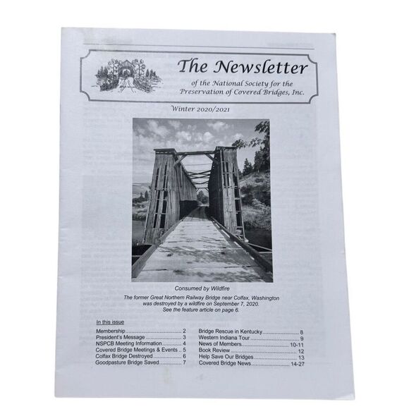 The Newsletter National Society for Preservation of Covered Bridges Winter 20/21 - Picture 1 of 2